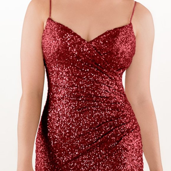 New Burgundy Sequin Sorella Vita Bridesmaid Dress, Formal Maroon Maxi Sz 10 $599 - Picture 3 of 8